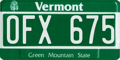VT license plate OFX675