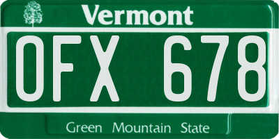 VT license plate OFX678