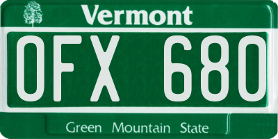 VT license plate OFX680