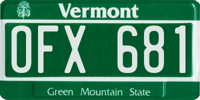 VT license plate OFX681
