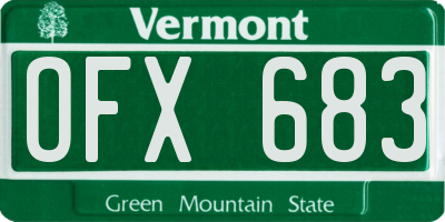 VT license plate OFX683