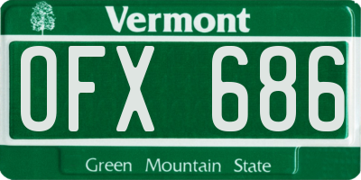 VT license plate OFX686