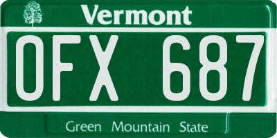 VT license plate OFX687