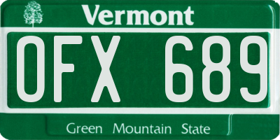 VT license plate OFX689