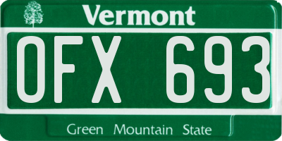 VT license plate OFX693