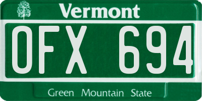 VT license plate OFX694