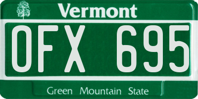 VT license plate OFX695
