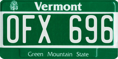 VT license plate OFX696