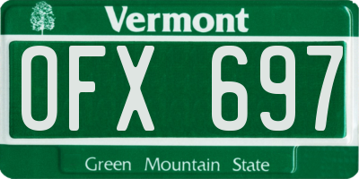 VT license plate OFX697