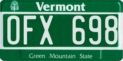 VT license plate OFX698