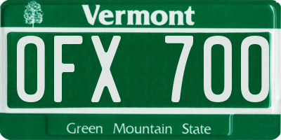 VT license plate OFX700
