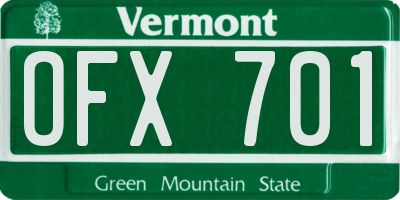 VT license plate OFX701