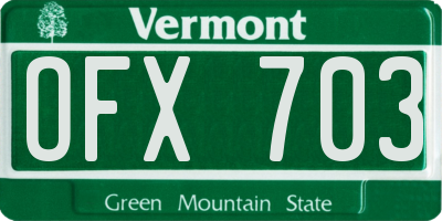 VT license plate OFX703