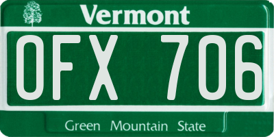 VT license plate OFX706
