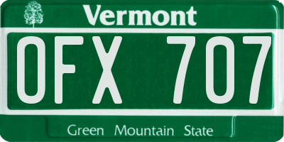 VT license plate OFX707