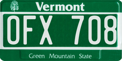 VT license plate OFX708