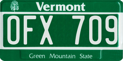 VT license plate OFX709
