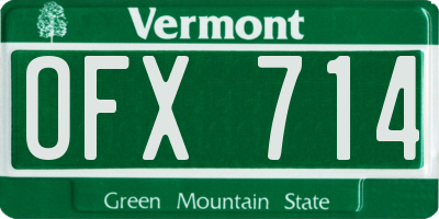 VT license plate OFX714