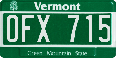 VT license plate OFX715