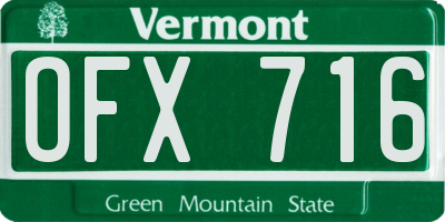VT license plate OFX716