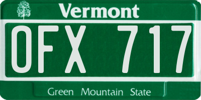 VT license plate OFX717