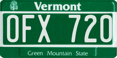 VT license plate OFX720