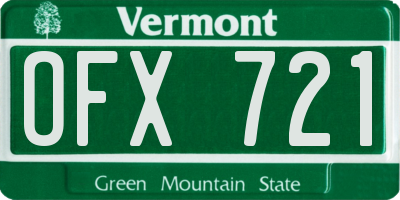 VT license plate OFX721