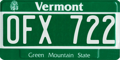 VT license plate OFX722
