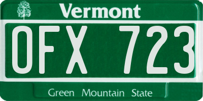 VT license plate OFX723
