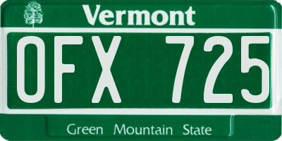 VT license plate OFX725