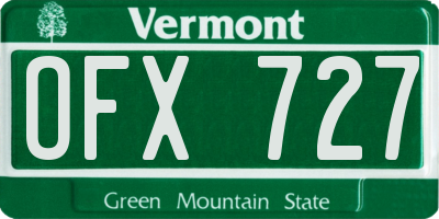 VT license plate OFX727