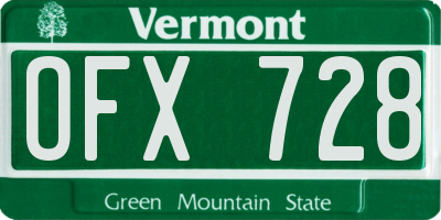 VT license plate OFX728
