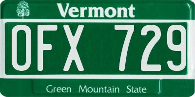 VT license plate OFX729