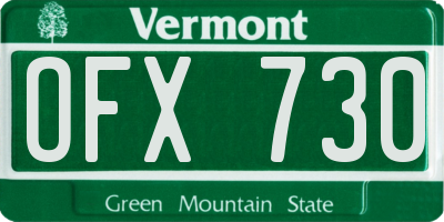 VT license plate OFX730