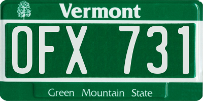 VT license plate OFX731