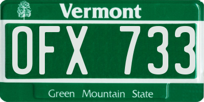 VT license plate OFX733
