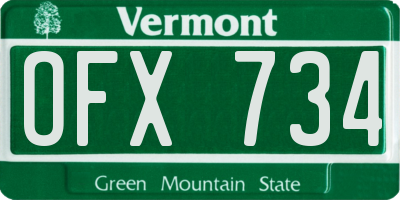 VT license plate OFX734