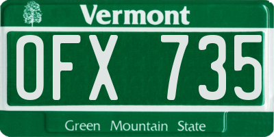 VT license plate OFX735