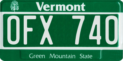 VT license plate OFX740