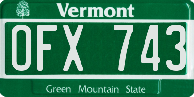 VT license plate OFX743