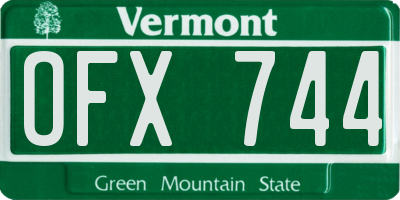 VT license plate OFX744