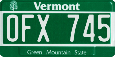 VT license plate OFX745