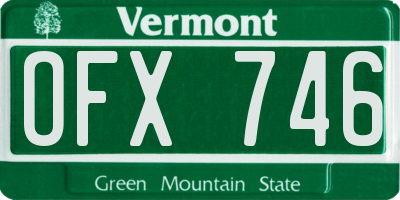 VT license plate OFX746