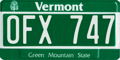 VT license plate OFX747
