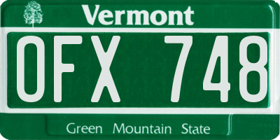 VT license plate OFX748