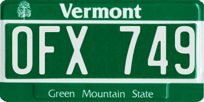 VT license plate OFX749