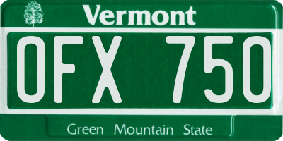 VT license plate OFX750