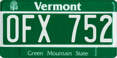 VT license plate OFX752