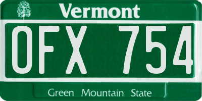 VT license plate OFX754