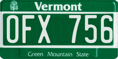VT license plate OFX756